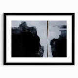 Abstract strokes and lines in a modern wall art design, framed with a black mat, showcasing a contemporary aesthetic perfect for home decor.