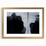 Abstract wall art featuring elegant strokes and lines in a harmonious blend of gold and neutral tones, framed with a white mat, perfect for modern home decor.