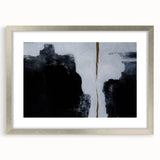 Abstract wall art featuring dynamic strokes and lines in a silver frame, showcasing a contemporary design perfect for modern decor. The piece adds a touch of elegance to any room.