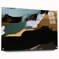 Abstract wall art featuring vibrant strokes and lines in a colorful design, showcased in an acrylic frame with visible pins holding it in place. The artwork adds a modern touch to any decor.