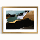 Abstract wall art featuring a modern design of colorful strokes and lines, framed in gold with a mat, ideal for contemporary home decor. Perfect for adding a vibrant touch to any space.