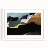 Abstract wall art featuring dynamic strokes and lines in muted tones, framed with a white mat, perfect for modern home decor. Ideal for art enthusiasts seeking unique designs.