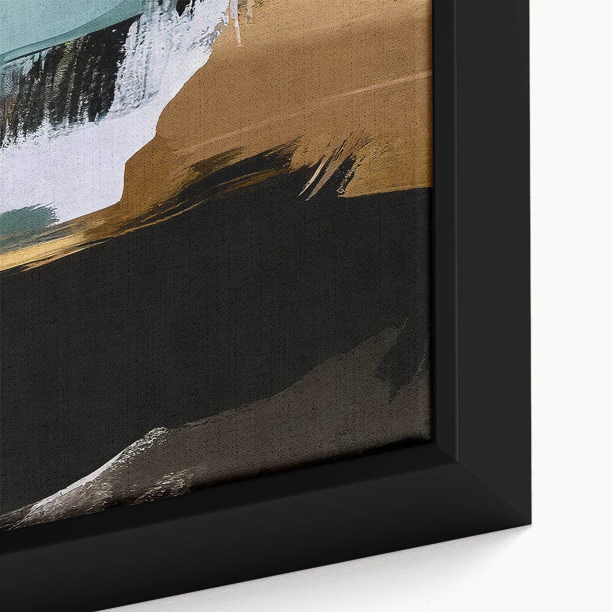 Close-up of a framed abstract canvas wall art piece showcasing vibrant strokes and lines in a modern design, ideal for contemporary home decor. The artwork features a blend of bold colors, creating a dynamic visual appeal perfect for enhancing any living space.