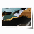 Abstract wall art print showcasing vibrant strokes and lines in shades of blue, orange, and yellow, perfect for modern decor, rolled and ready for framing.