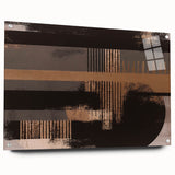 Abstract strokes and lines design wall art collection displayed in acrylic glass, emphasizing vibrant colors and unique textures, ideal for modern home decor.