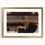 Abstract strokes and lines design in a gold-framed wall art piece, showcasing a modern aesthetic. Ideal for contemporary home decor, this artwork adds elegance to any space.