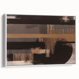 Framed canvas wall art featuring an abstract design of colorful strokes and lines on a white background, showcasing a modern aesthetic for home decor.