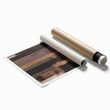 Abstract wall art print showcasing dynamic strokes and lines in vibrant colors, perfect for modern home decor. Rolled design for easy framing and display.