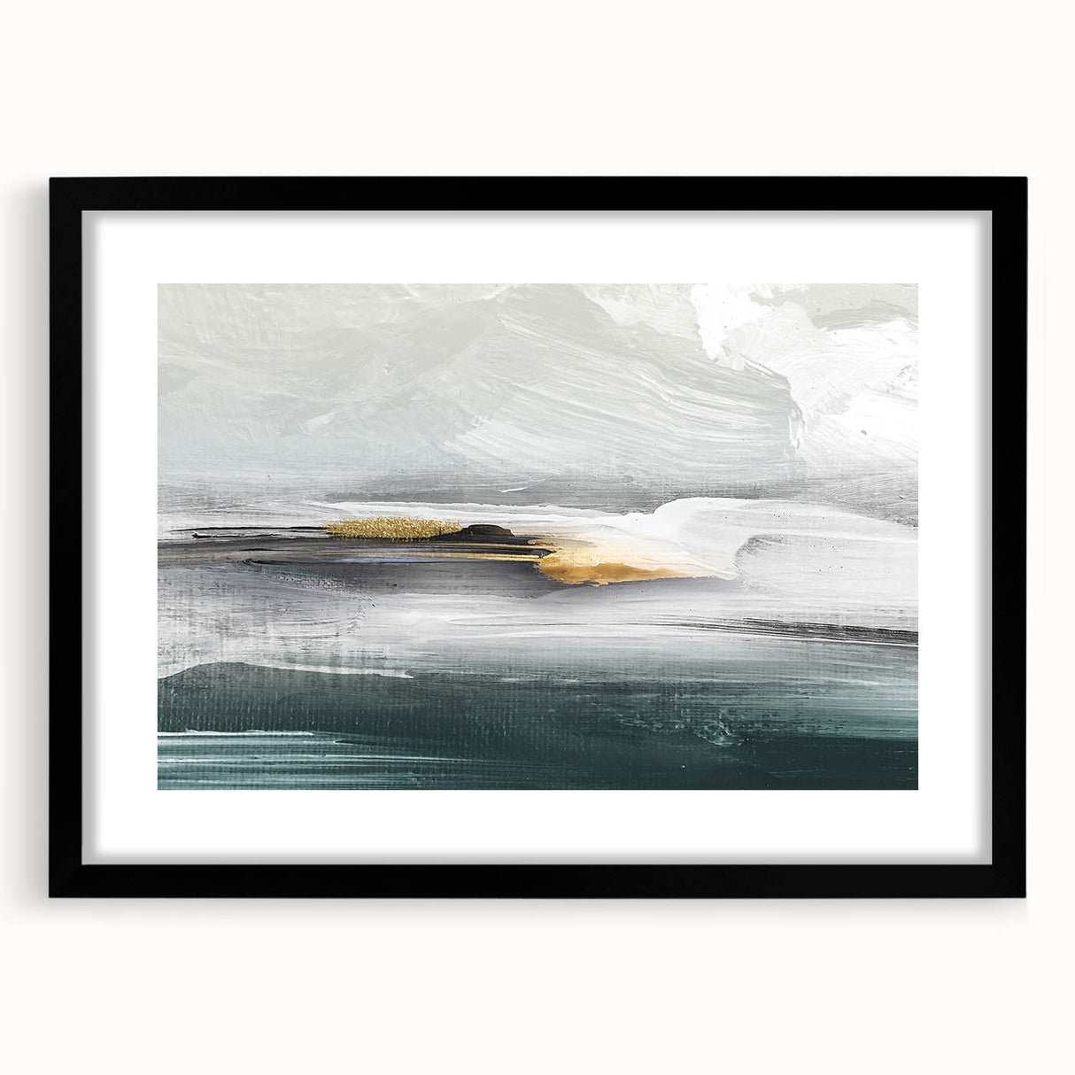 Abstract wall art featuring strokes and lines in a modern design, framed in black with a mat, adding a contemporary touch to any home decor. Perfect for enhancing living spaces.
