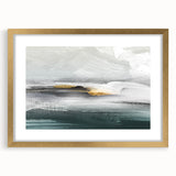 Abstract wall art design featuring vibrant strokes and lines in shades of gold and cream, elegantly framed with a mat, perfect for modern home decor.