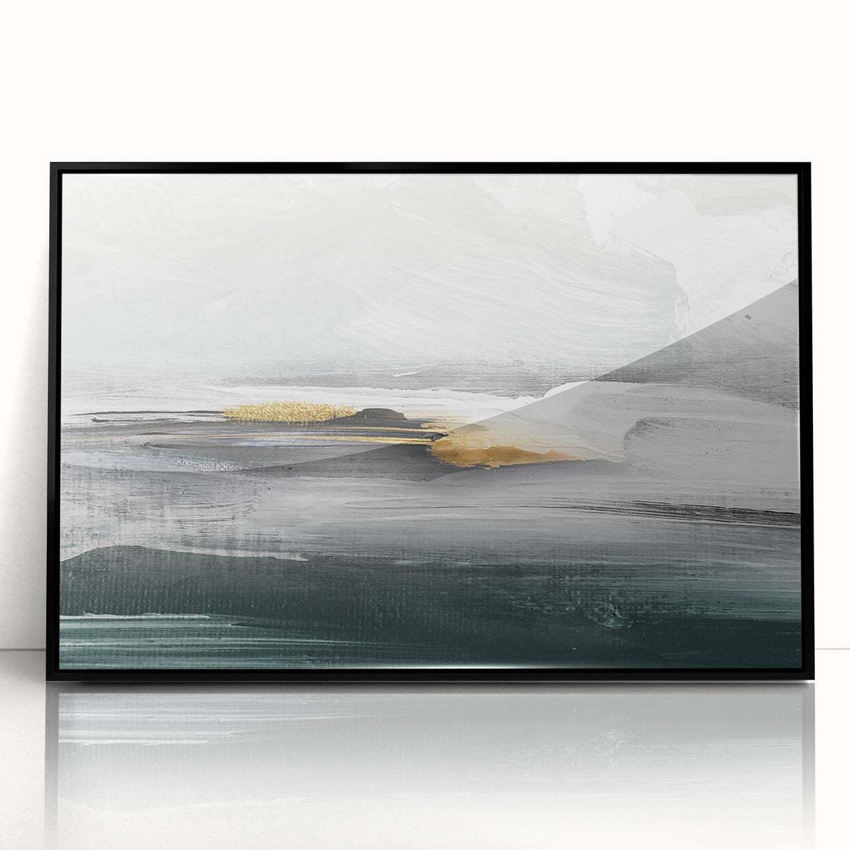 Framed acrylic wall art showcasing an abstract design of colorful strokes and lines, featuring a sleek black frame, perfect for modern home decor.