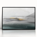 Framed acrylic wall art showcasing an abstract design of colorful strokes and lines, featuring a sleek black frame, perfect for modern home decor.