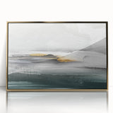 Framed wall art showcasing an abstract design with bold strokes and lines in gold and black, perfect for modern home decor. Ideal for creating a stylish focal point in any room.