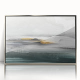 Framed abstract wall art showcasing dynamic strokes and lines in silver and white. Perfect for modern decor, enhancing any living space with elegance.