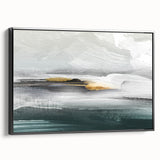 Framed canvas wall art showcasing an abstract design of colorful strokes and lines, featuring a sleek black frame, perfect for modern home decor.