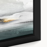Close-up of a framed canvas wall art piece featuring an abstract design of colorful strokes and lines, showcasing rich textures and vibrant hues that enhance modern decor.