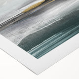 Abstract wall art design featuring vibrant strokes and lines in shades of blue, orange, and yellow, printed on rolled canvas, perfect for modern home decor.