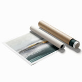 Abstract wall art print showcasing vibrant strokes and lines in shades of blue, orange, and gold, perfect for modern home decor. Ideal for enhancing living spaces.