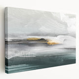 Stretched canvas artwork showcasing an abstract design of colorful strokes and lines, ideal for modern home decor, viewed from the side to highlight depth.