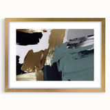 Abstract strokes and lines design wall art collection featuring a gold frame with mat, showcasing a modern aesthetic ideal for contemporary interiors.