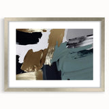 Abstract wall art featuring a collection of colorful strokes and lines, framed with a silver mat, ideal for modern home decor and artistic enhancement.