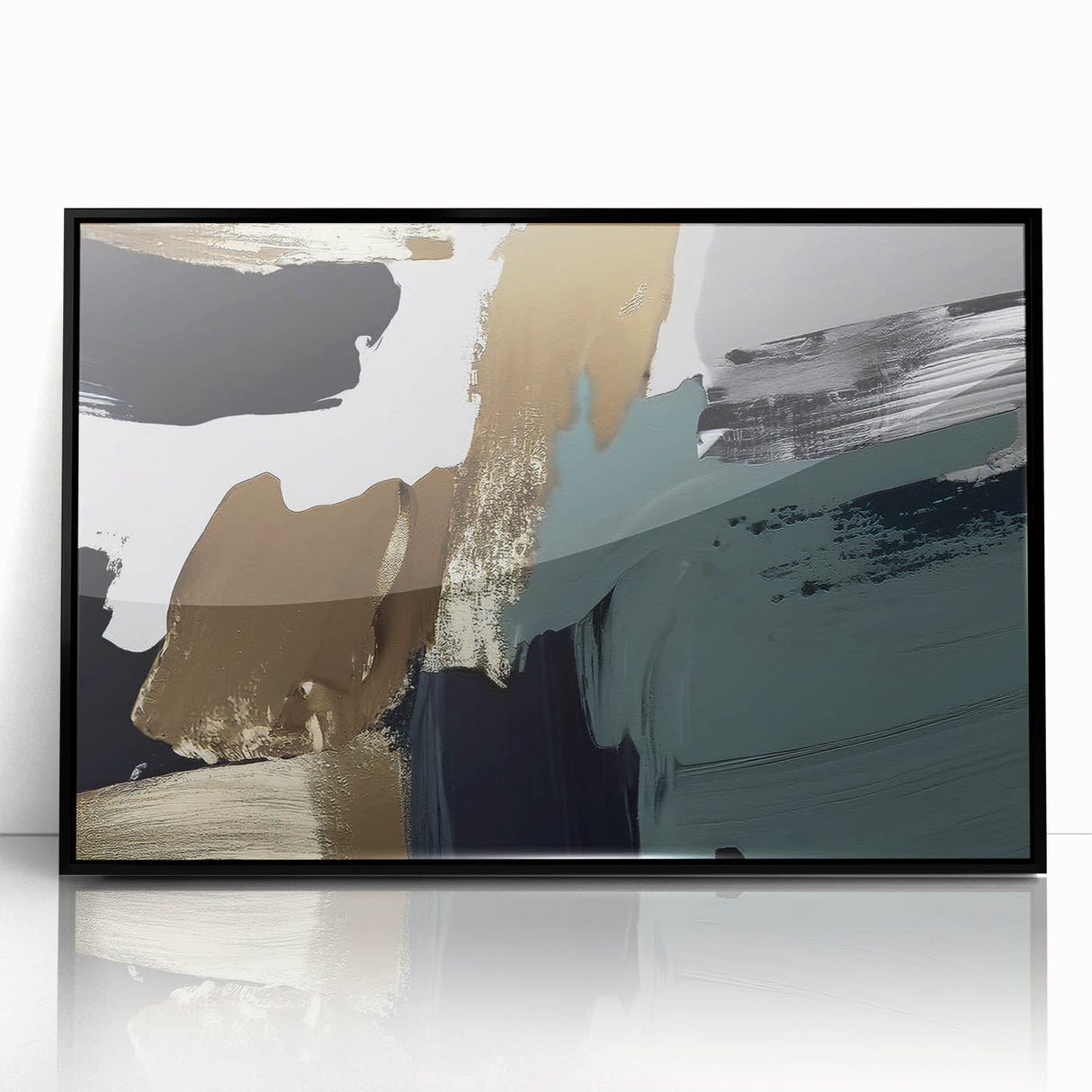 Framed acrylic wall art featuring an abstract design with bold strokes and lines in a striking black color, ideal for contemporary home decor and artistic expression.