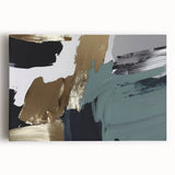 Abstract wall art showcasing a vibrant composition of colorful strokes and lines on stretched canvas, ideal for modern home decor and artistic spaces.