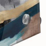 Close-up of an abstract strokes and lines wall art design on acrylic glass, showcasing vibrant colors and intricate patterns, ideal for modern decor.