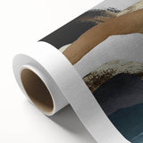 Abstract canvas wall art showcasing vibrant strokes and lines in shades of blue, orange, and yellow, ideal for modern home decor. Perfect for adding a bold artistic touch to any space.