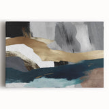 Abstract strokes and lines in vibrant colors create a modern wall art piece on stretched canvas, ideal for contemporary home decor, enhancing any living space.