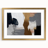 Abstract strokes and lines design wall art featuring a gold frame with mat, showcasing a modern aesthetic ideal for contemporary home decor. Perfect for adding elegance to any room.
