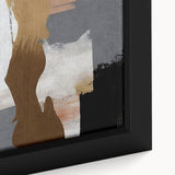 Close-up of an abstract strokes and lines design on a framed canvas, showcasing vibrant colors and dynamic patterns, ideal for modern wall art decor.