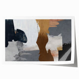 Abstract wall art print featuring vibrant strokes and lines in shades of blue, pink, and gold, ideal for modern decor. This design adds a contemporary touch to any space.
