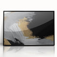 Framed abstract wall art featuring dynamic strokes and lines in black, perfect for modern decor. This acrylic piece adds a bold touch to any interior space.