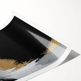 Abstract design featuring vibrant strokes and lines in shades of blue, orange, and yellow, perfect for modern home decor. Rolled print ready for framing.