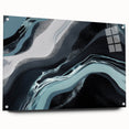 Abstract wall art featuring dynamic strokes and lines in a modern design, displayed in an acrylic glass frame with visible mounting pins for a contemporary look.