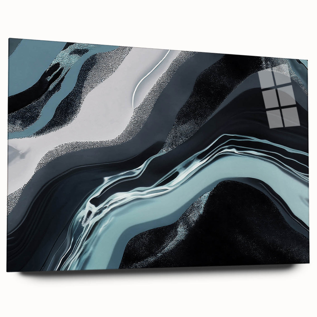 Abstract strokes and lines design on acrylic glass wall art, showcasing vibrant colors and modern aesthetics, perfect for contemporary home decor.