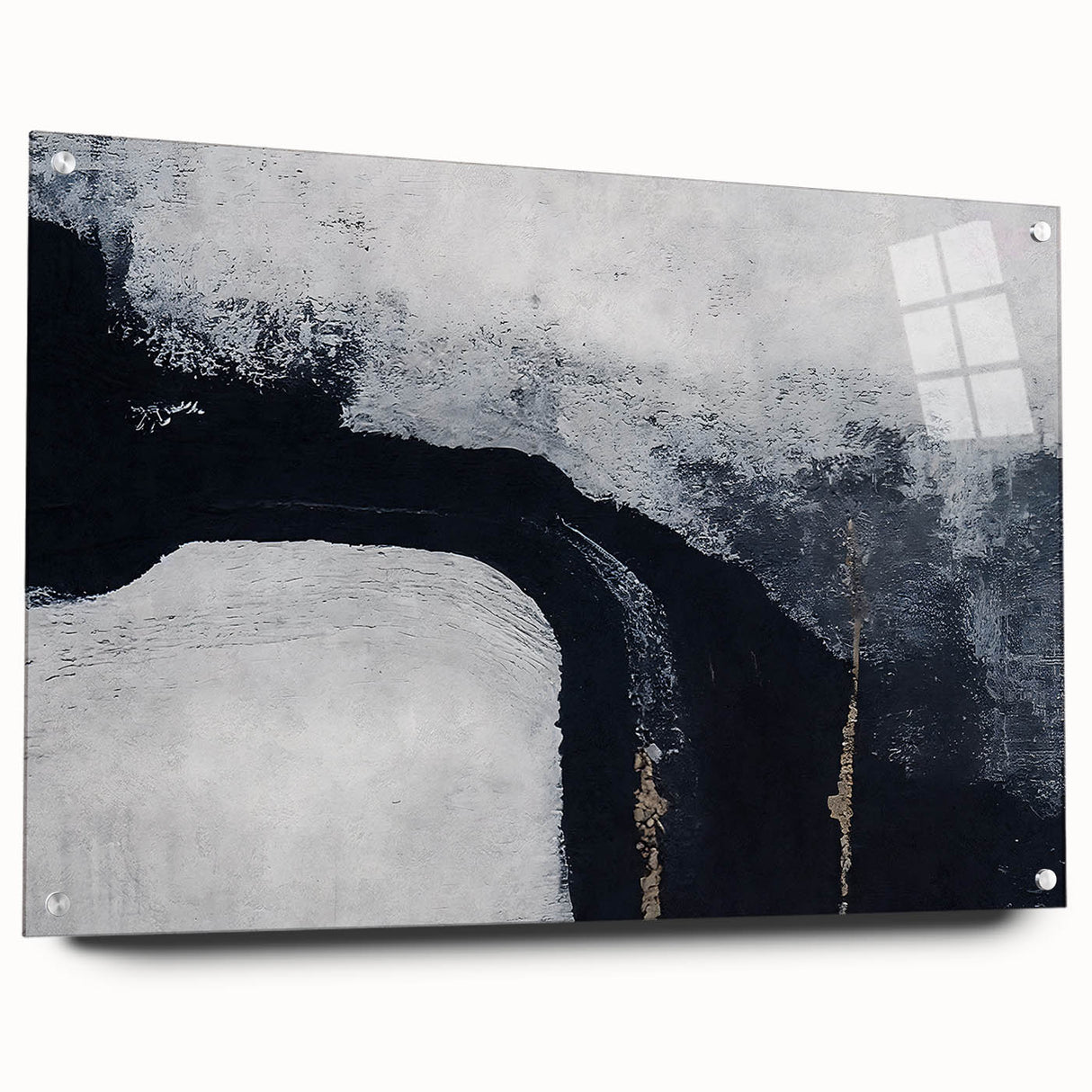 Abstract wall art featuring vibrant strokes and lines in bold colors, displayed in a sleek acrylic frame. Perfect for modern decor and artistic ambiance.