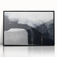 Framed wall art featuring an abstract design of colorful strokes and lines, showcasing a modern aesthetic with black framing, perfect for contemporary home decor.