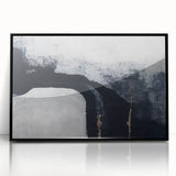 Framed wall art featuring an abstract design of colorful strokes and lines, showcasing a modern aesthetic with black framing, perfect for contemporary home decor.