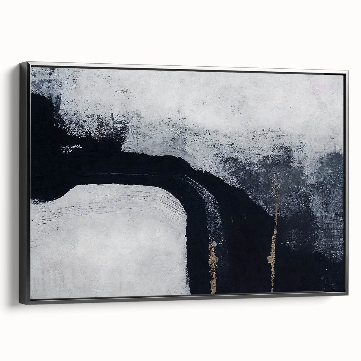 Framed canvas wall art showcasing an abstract design of colorful strokes and lines, presented from a side view against a neutral background, ideal for modern home décor.