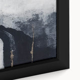 Close-up of a framed canvas featuring an abstract strokes and lines design in vibrant colors, showcasing a modern wall art piece perfect for contemporary home decor.