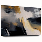 Abstract wall art showcasing dynamic strokes and lines in vibrant colors, presented in an acrylic glass frame, highlighting modern artistic design elements and craftsmanship.