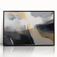 Framed black acrylic wall art showcasing an abstract design of colorful strokes and lines, ideal for modern home decor and artistic interiors.