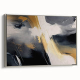 Framed abstract wall art featuring strokes and lines in a modern silver frame, showcasing a contemporary design perfect for home decor enhancement.