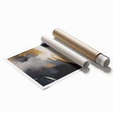 Abstract wall art print showcasing vibrant strokes and lines in shades of blue, yellow, and pink, ideal for modern home decor, enhancing artistic spaces.