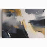 Abstract wall art featuring dynamic strokes and lines in vibrant colors, designed for modern decor. This stretched canvas piece adds a contemporary touch to any space, perfect for art enthusiasts seeking unique home accents.