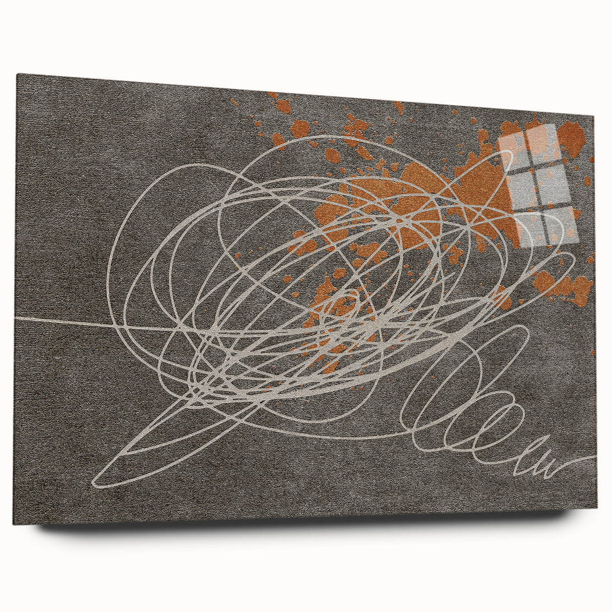 Abstract wall art showcasing vibrant strokes and lines in a modern design, presented in an acrylic glass frame. Ideal for contemporary home decor.