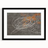 Abstract wall art featuring dynamic strokes and lines in neutral tones, framed with a sleek black border, perfect for modern home decor. Ideal for adding a touch of sophistication to any interior space.