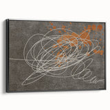 Framed canvas wall art showcasing an abstract design of colorful strokes and lines, presented in a sleek black frame, perfect for modern decor.